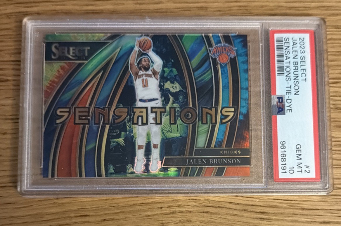 23-24 Panini Select Jalen Brunson Tie Dye Sensations Prizm 8/25 PSA 10 Gem Mint