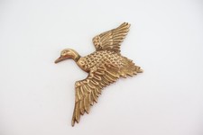 Vintage Solid Brass Flying Duck Wall Decor Mid Century Modern Bird Art