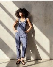 Outerknown Corduroy Bib Overalls Women Sz M Blue W/ Pocket Streetwear Minimalist