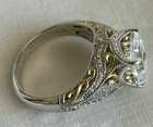 Victorian 3Ct Princess Cut Lab Created Diamond 14K Two-Tone Gold Finish Her Ring