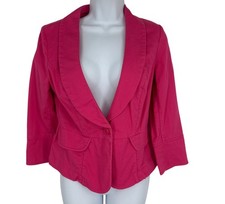 CAbi 310 Power Pink Peplum Cotton Women Single Button 3/4 Sleeve Blazer Size 4
