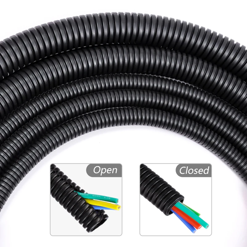 3/5/10M PP Insulated Corrugated Pipe AD 7.5 ~ 34.5Mm Wire Harness Threaded Hose