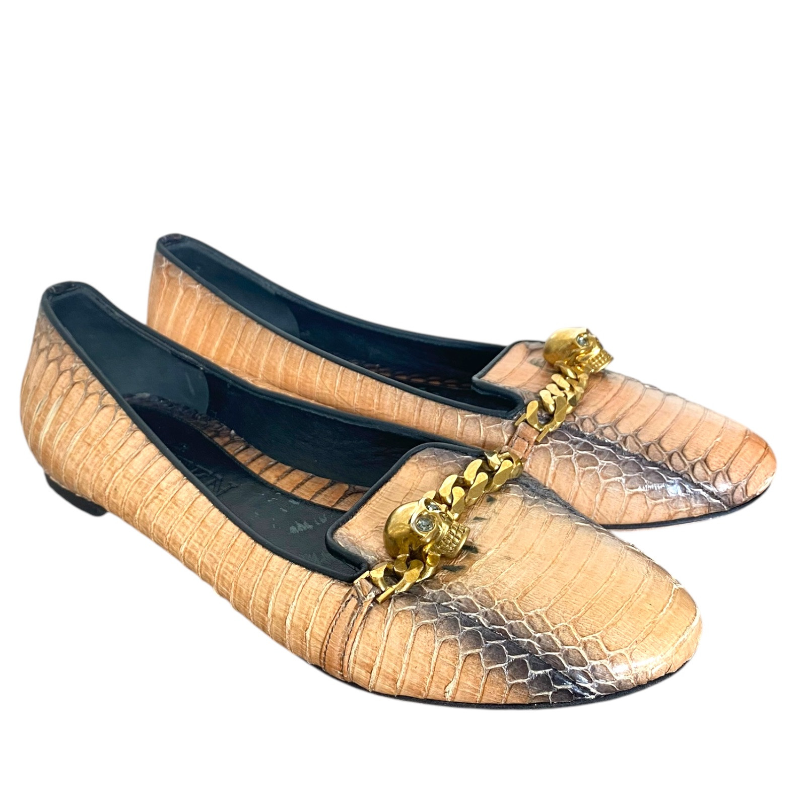 ALEXANDER MCQUEEN Brown & Black Python Leather Ch… - image 2