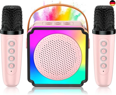 Anykuu Karaoke Maschine Kinder mit 2 Mikrofonen Mini Karaoke Maschine Kinder