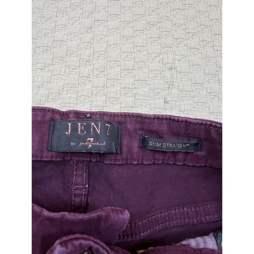 7 For All Mankind Jen 7 Slim Straight Pants | Eggplant Purple | Women's Size 6 - 第 3/9 張圖片