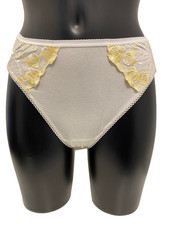 Vintage Cream Lemon Briefs UK 10 - 12 Soft Cotton blend panty panties underwear