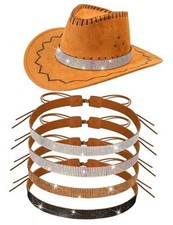 4 Pcs Bling Rhinestone Hat Band Cowboy Hatband Adjustable Cowgirl Hat Colorful