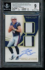 2019 PANINI IMMACULATE JARRETT STIDHAM ROOKIE DUAL PATCH AUTO GOLD 09/25 BGS 9
