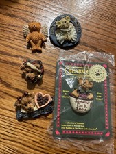 Lot of 5 Vintage Boyds Bears Resin Pins Holiday Christmas Angel Ariel F.O.B.