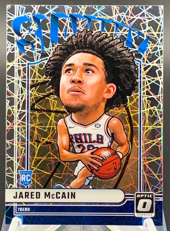 Jared McCain 2024-25 Panini Donruss Optic Velocity Laser Slammy SSP RC #28