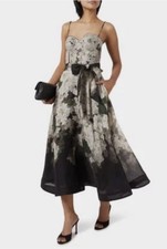 ZIMMERMANN Balance Picnic Midi Dress In Black Hydrangeas Size 2