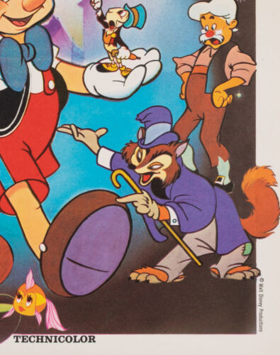 Affiche originale, Pinocchio, Walt Disney, dessin animé, conte, enfants, fée, 1980 - Photo 6/6