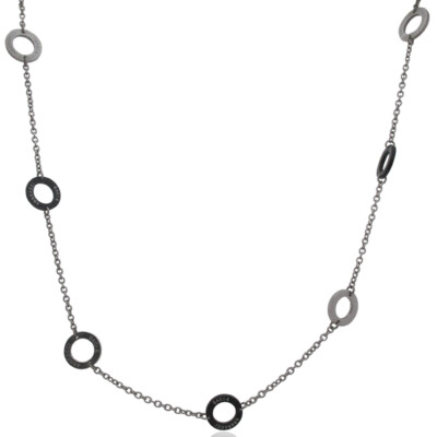 Kisses & Hugs Necklace cm 45 with chain mesh roll with steel circles 