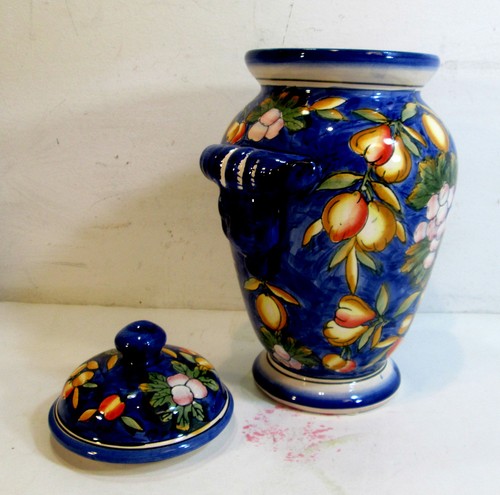 BUNTES PORZELLAN OBSTMOTIV DECKEL INGWERGLAS 11,5" HOCH  - Bild 3 von 3