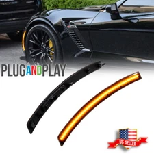 Smoke Lens Ambe LED Front Side Marker Light for 2014-2019 Chevy Corvette C7 2Pcs