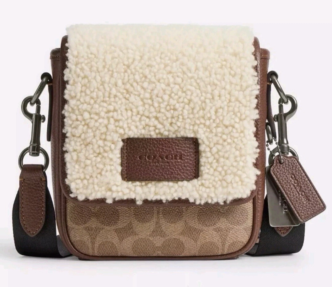 Coach Gunmetal Zip Top Signature Canvas & Leather Shoulder