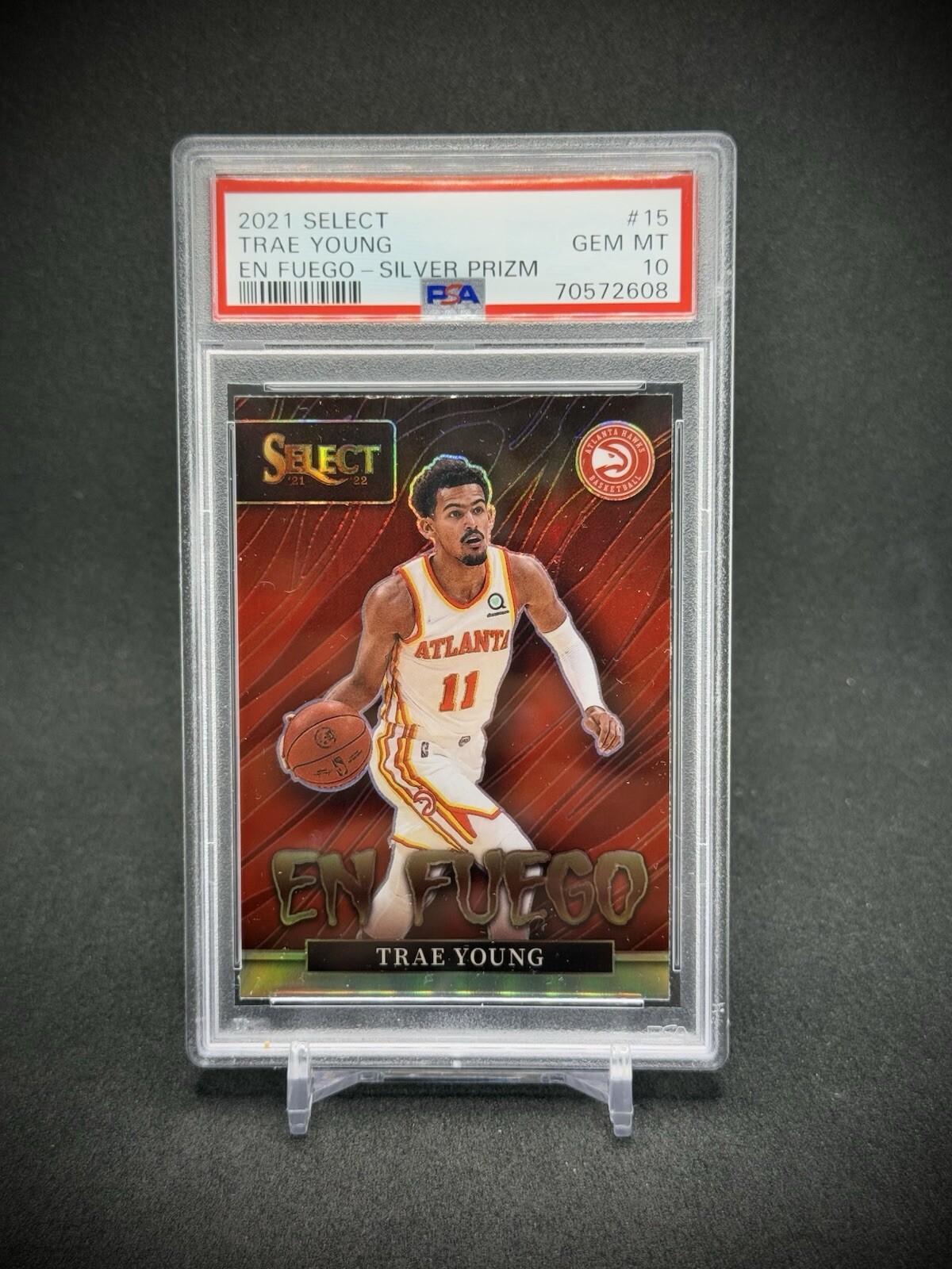 Trae Young2021-22 Panini Select En Fuego Case Hit Silver Prizm PSA 10