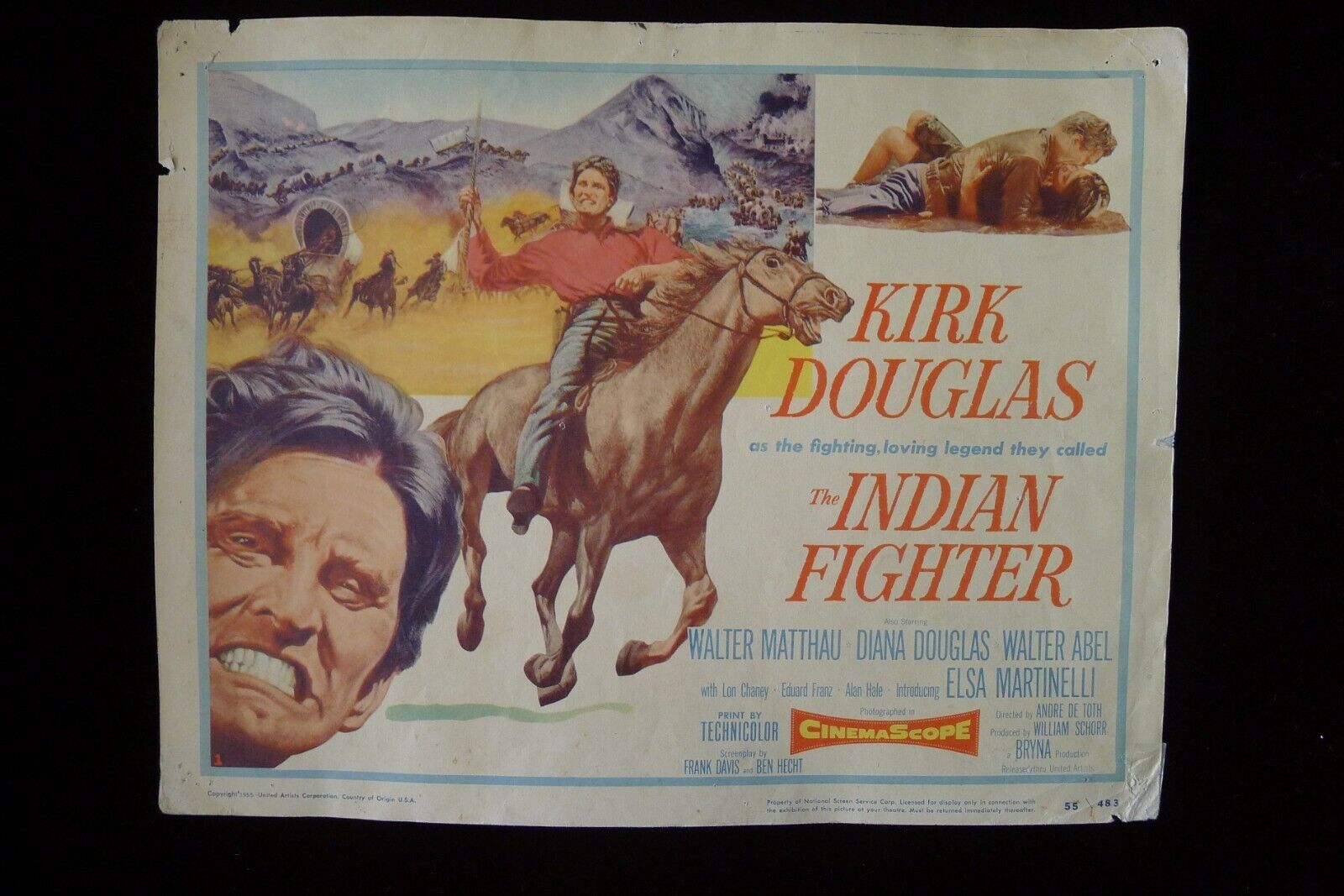 THE INDIAN FIGHTER (1955)  KIRK DOUGLAS SET OF 8 ORIGINAL LOBBY