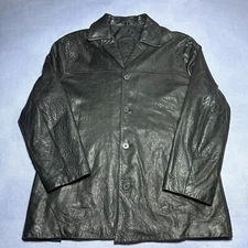 Vintage Y2K Ecko Unltd Black Leather Jacket Rhino Skin Textured Men’s Size Large