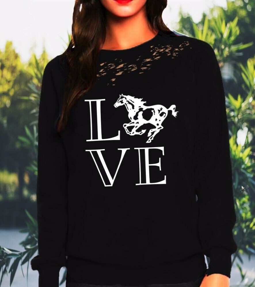 horse sweatshirt & face mask equestrian shirt pony horseback riding top