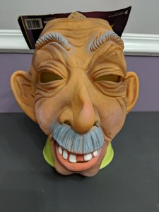 Vintage Creepy Bald Man Halloween Latex Mask W Faux Hair