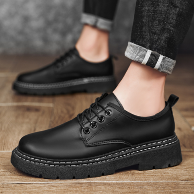 Men Low Top Leather Ankle Boots Flat Work Shoes Leather Shoes Men | eBay