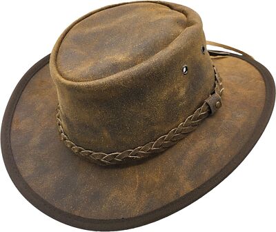 Herren Aussie Outback Echtleder Cowboy Hut - Western Antik Stil Premium