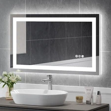 USHOWER 40"x24" LED Bathroom Mirror Wall Vanity Mirror Touch LED Mirror Anti-fog