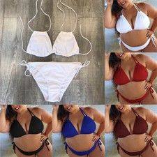 Plus Size Women's Two Piece Micro Bikini Lace-up Swimsuit Bathing Suit Swimwear