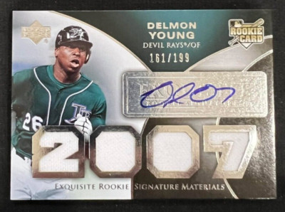 DELMON YOUNG 2007 Exquisite Rookie Signatures Materials #167 RC AUTO #161/199