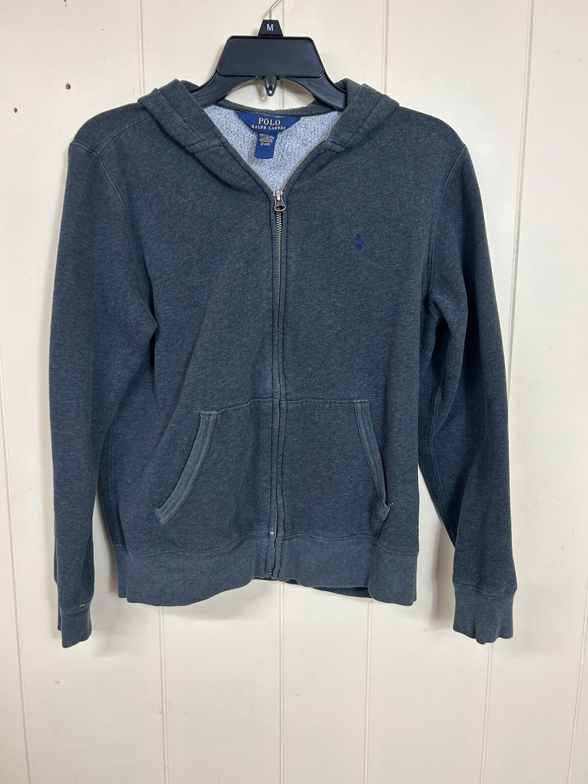 Polo Ralph Lauren giacca con cappuccio e zip giovane L (14 16) grigio scuro blu pony