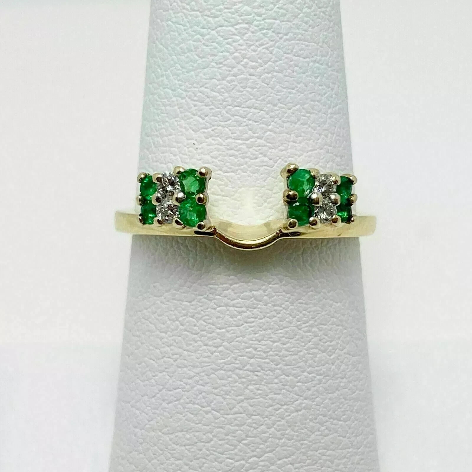 14K Yellow Gold Plated Round Emerald Diamond Enhancer Guard Wrap