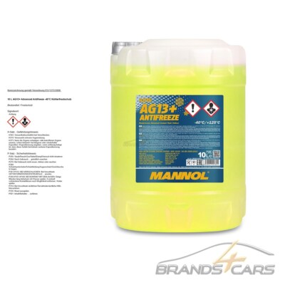 10 L LITER MANNOL AG13+ ADVANCED ANTIFREEZE -40°C KÜHLFLÜSSIGKEIT GELB SAE J1034