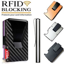 Men's RFID Blocking Carbon Fiber Wallet - Slim Aluminum Money Clip  Card Holder