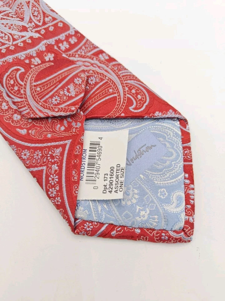 🇺🇲 New John W Nordstrom Mens Red Paisley Silk Tie Made In USA 58x3.25 - Image 4 of 4