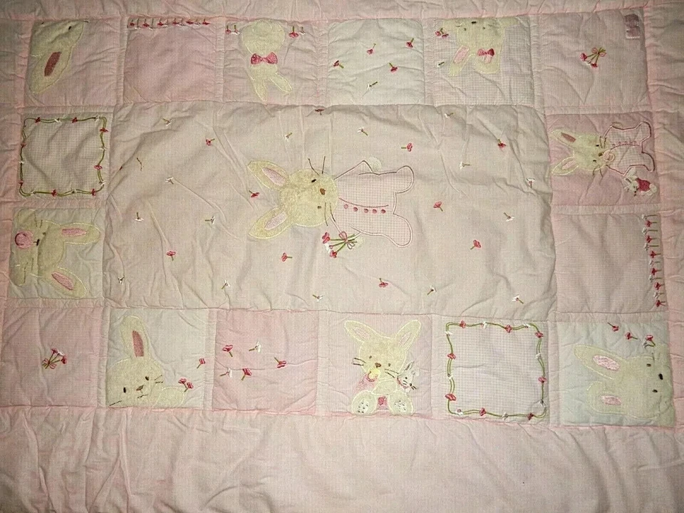Manta Edredón Cuna Flores Rosa Conejo Carter's Vintage 9D Foto 2 de 4