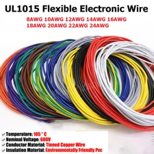 8 AWG~ 24 AWG Flexible Electronic Wire UL1015 Stranded Cable Tinned Copper