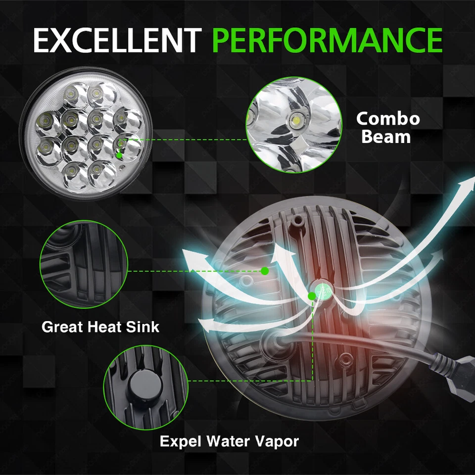 4 peças 5,75" 5-3/4" faróis de LED redondos Hi/Lo para GMC C15/C1500 Suburban Chevy - Imagem 3 de 4