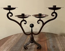 JAN BARBOGLIO Large 4 Candle Holder Candelabra Cast Iron Metal