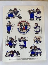 Vintage 1988 Hallmark Raggedy Ann  Andy full stickers sheet