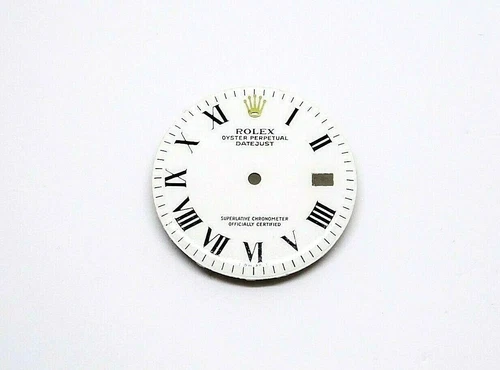 18k Gold Rolex Roman Datejust Non Quick White Watch Dial Part 1605 1607