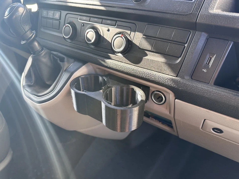 Portavasos para Volkswagen Transporter T6 - Impreso en 3D en PETG - hasta 76 mm Foto 2 de 4