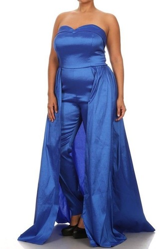 Plus Size Royal Blue Strapless Skinny 