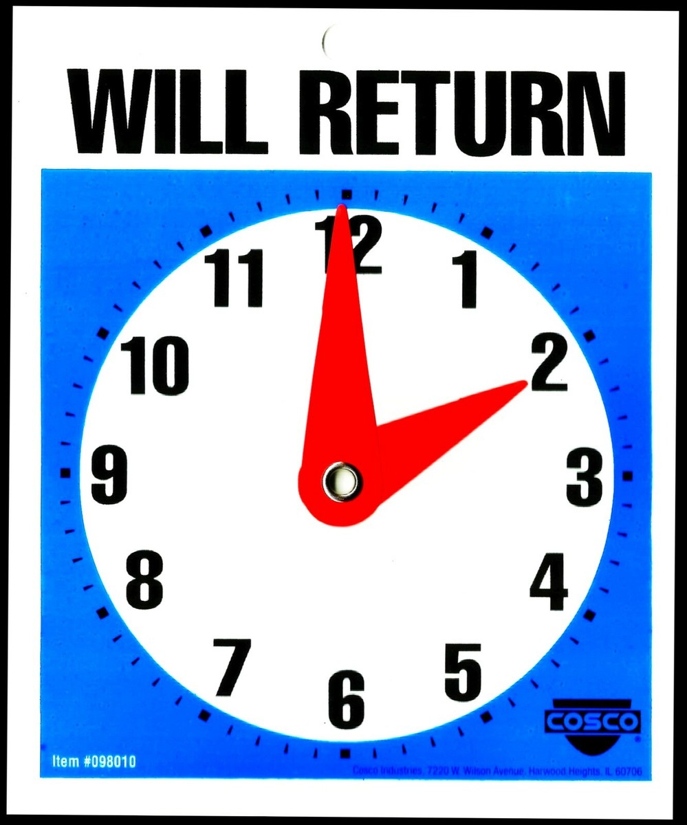 2 Sided Welcome We Are Open / Will Be Back At Clock Sign, SKU: BB-1001 - View #10
