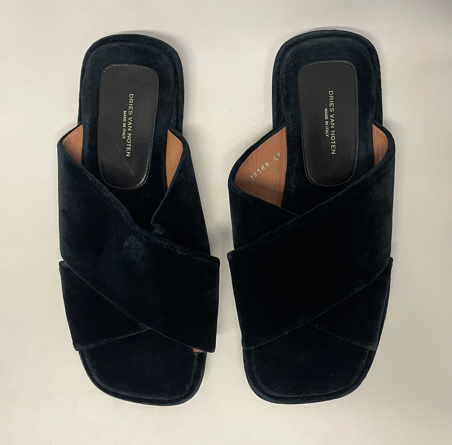 VANS Dries Van Noten sandali uomo blu scuro velluto cinturino incrociato EU 43 US 10