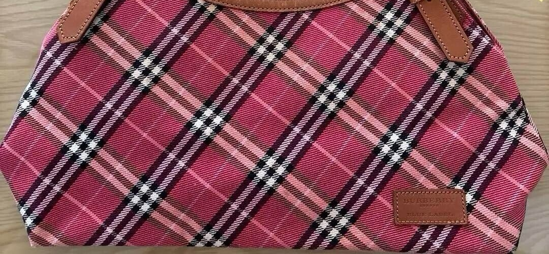 BURBERRY Blue Label Nova Check Hand Bag Canvas Leather color pink