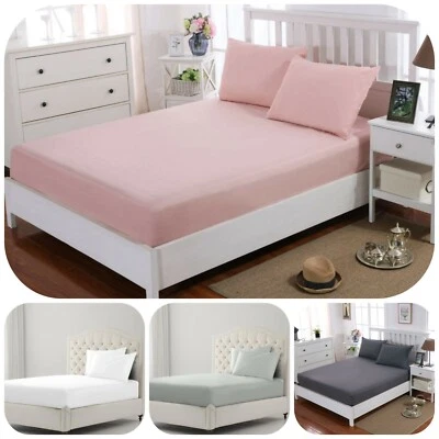 30 cm Deep Fitted Sheet 100% Egyptian Cotton Bed Sheets Single Double King Size