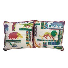 Jungle Animal Nursery Children  s 17  x 17  Handmade Throw Pillows Bundle of Two