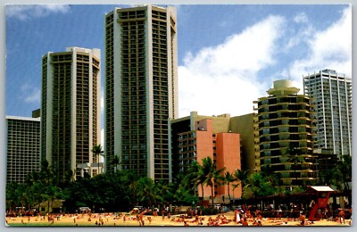 Waikiki Honolulu Hawaii Postcard Hyatt Regency Waikiki Hotel 