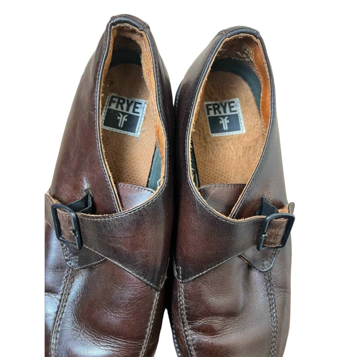 FRYE Frasier Monk Strap Brown Leather Oxford Loafers Men display picture 3